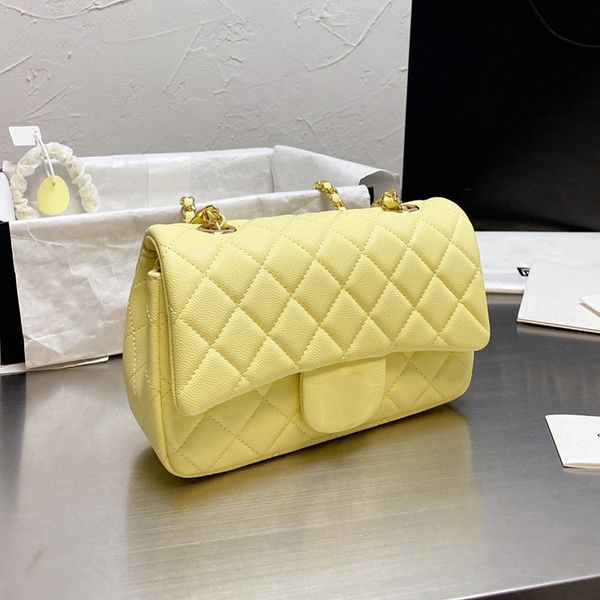 

22ss f/w luxe shoulder bags classic mini flap square purse genuine leather women crossbody gold metal hardware caviar calfskin leather luxur