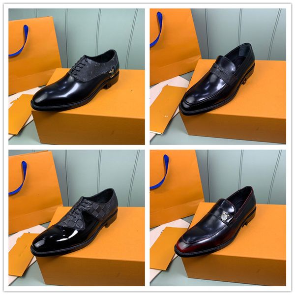 

gentleman men loafers leather luxury designer shoes business elegant wedding party casual mens formal dress shoes footwear 38-45, Black