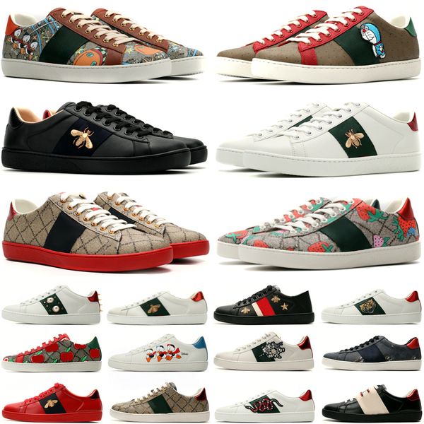 

men women casual shoes designer sneakers ace bee snake tiger embroidered white green red stripes womens shoes sneaker walking sports trainer, Black