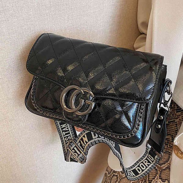 

2022 factory wholesale new this year's popular bag oil wax leather single shoulder messenger net red fragrance fashion wide shoulder st