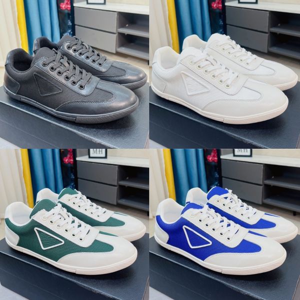 

designer shoes triangle mens sneakers calfskin breathable men trainers chaussures comfortable soft sole shoes with box size 38-44, Black