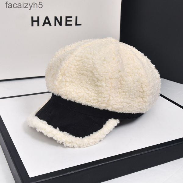 

ball caps designer lamb wool beret female autumn and winter hat new 2021 net red korean version trendy versatile foreign style plush warm fa, Blue;gray