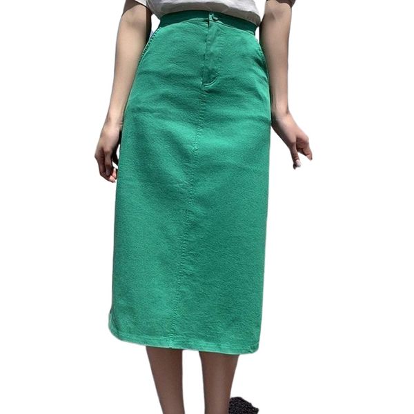 

skirts 5 colors split summer straight womens 2022 high waist slim streetwear ladies long skirt green yellow saias longas d2ev#, Black