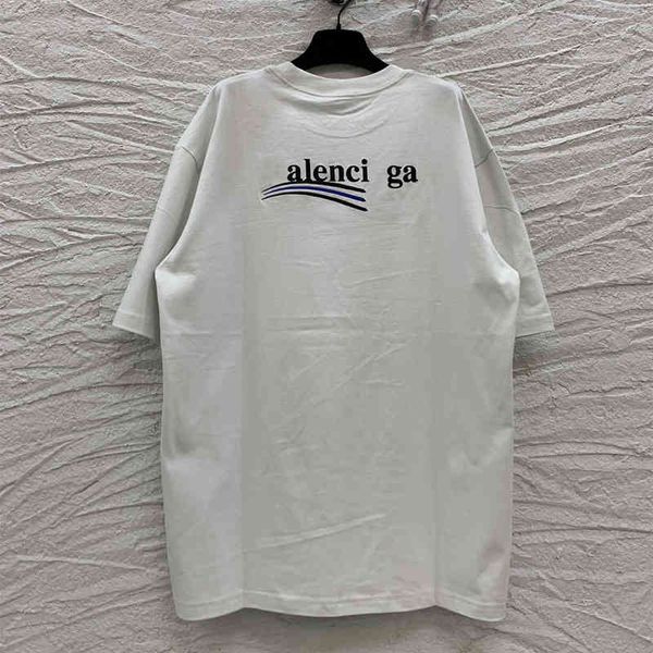 

men's t-shirts high version summer paris cola series wave embroidery loose men's and women's short sleeved t-shirt, White;black