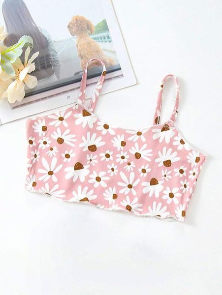 

toddler girls 1pc floral print crop cami she, Blue