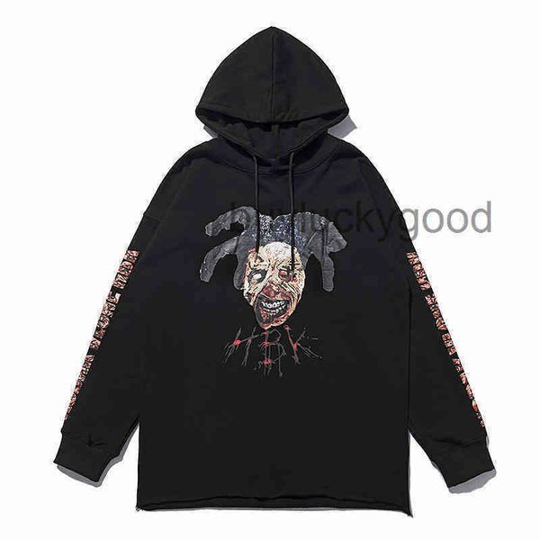 

luxury designer brand hoodie v x co limited zombie face portrait big printed men's and wo xmjp w7qj, Black