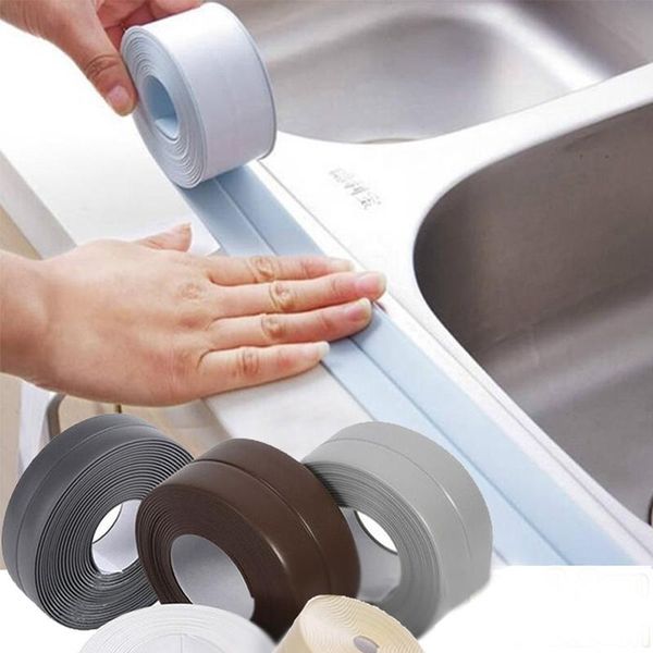 Adesivi murali 3.2m / 2.2cm Bagno Cucina Doccia Nastro impermeabile antimuffa Lavandino Bagno Striscia sigillante Gesso autoadesivo PVCWall