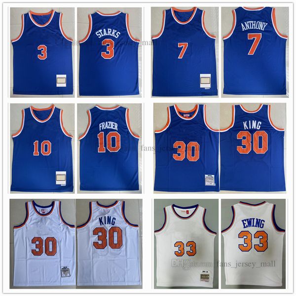 

retro stitched basketball jerseys 3 john 7 carmelo starks anthony 10 walt 30 bernard frazier king patrick 33 ewing 91-92 84-85 72-73 custom, Black;red