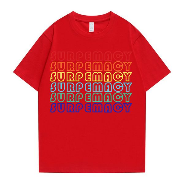 Surpemacy Y2K multicolore manica corta da donna Lettera logo top da uomo Coppia moda unisex T-shirt in cotone cuciture stile magico tee 2022