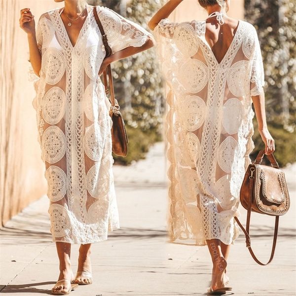 

kaftan beach pareo beachwear swim suit cover up playa pareo tunics for beach tunic swimwear women lace beach dress q880 t200324, White;black