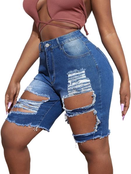 

sxy ripped frayed cut out bermuda denim shorts u702#, White;black