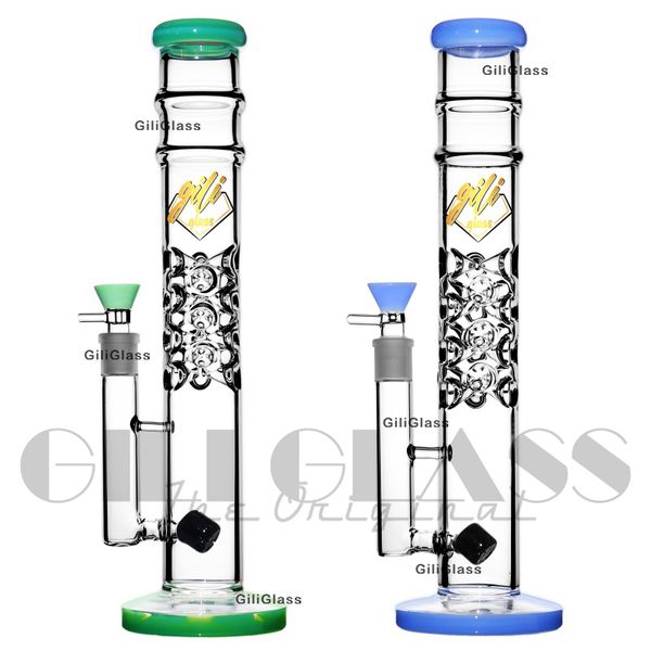 15 pollici Narghilè Bong in vetro Inline Perc Bong inebriante 18,8 mm Tubo dritto femmina Oil dab Rig Fab Egg Tubi d'acqua 5 colori narghilè