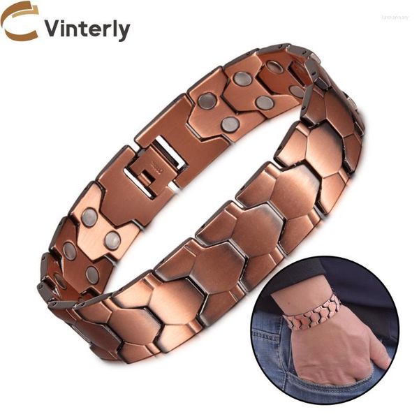 Link cadeia pulsea de pulseira magnética pura pulseira de cobre masculino com 18 mm de largura padrão de futebol artrite energia braceletlink lars22