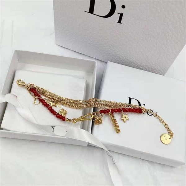 

80% off online five pointed star letter red bead bracelet, Black