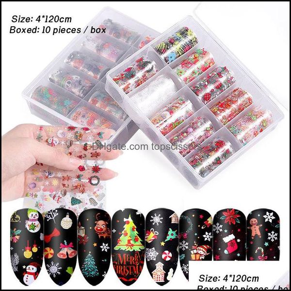 Adesivi Decalcomanie Nail Art Salon Salute Bellezza Set Per Natale Halloween Carta Trasferibile Unghie Decorazioni Suggerimenti Strumenti Per Manicure 4 Cm 10 Pz / B