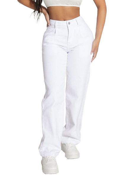 

petite slant pocket straight leg jeans c9se#, Blue