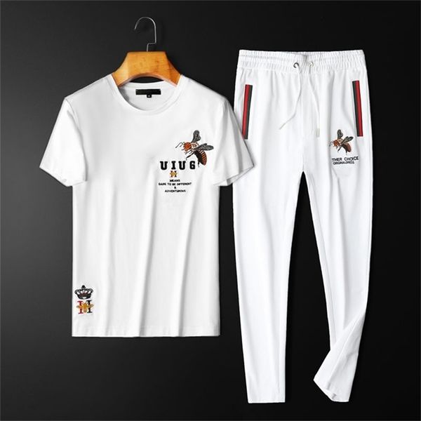 

casual sportswear suit men s summer trend short sleeve t shirt two piece handsome 220621, Gray