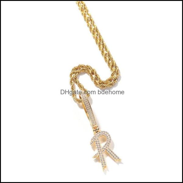 

pendant necklaces pendants jewelry double row english alphabet zircon large a-z letter rhinestone neckla dhta3, Silver