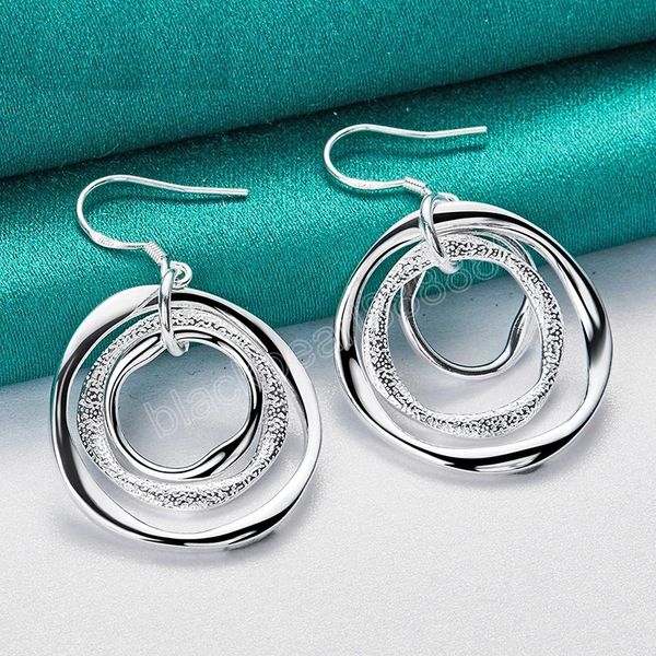 

925 sterling silver three circle dangle earring for woman lady wedding engagement party fashion jewelry