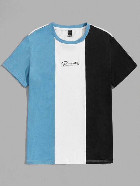 

men slogan graphic colorblock tee s24t#, White;black