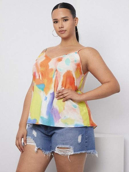

plus tie dye cami u4bf#, Black