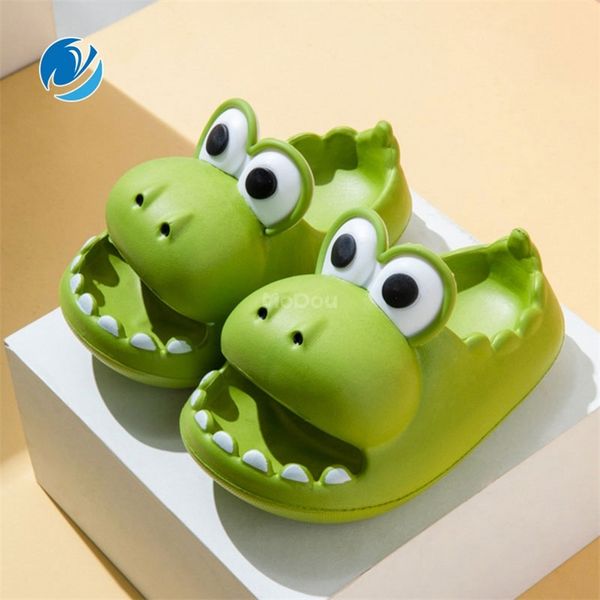 

mo dou dinosaur slippers wholesale summer cartoon parent child outdoor home eva sandals women men kids cute slippers baby shoes 220611, Black