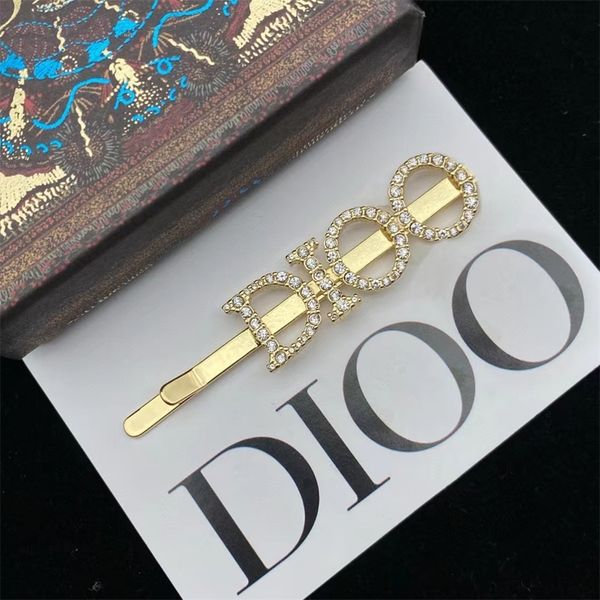 

2022 new letter rhinestone hairpin female version advanced light luxury red hair ornament female, Golden;silver