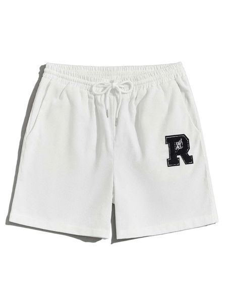 

romwe guys letter graphic shorts n3ud#, White;black