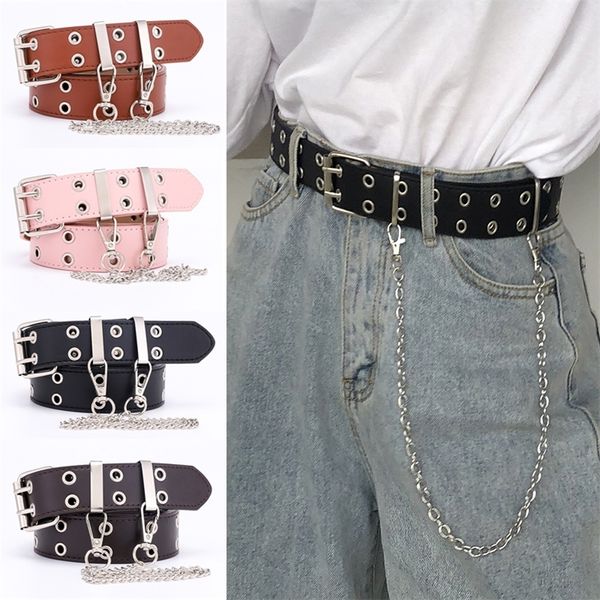 Frauen Leder Gürtel Punk Stil Mode Pin Schnalle Jeans Dekorative Kette Luxus Marke Bund für Cinturon Mujer 220712