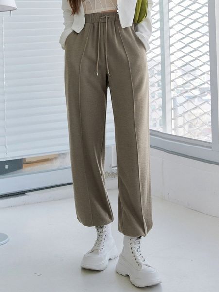 

dazy seam detail drawstring waist sweatpants 937x#, Black;white