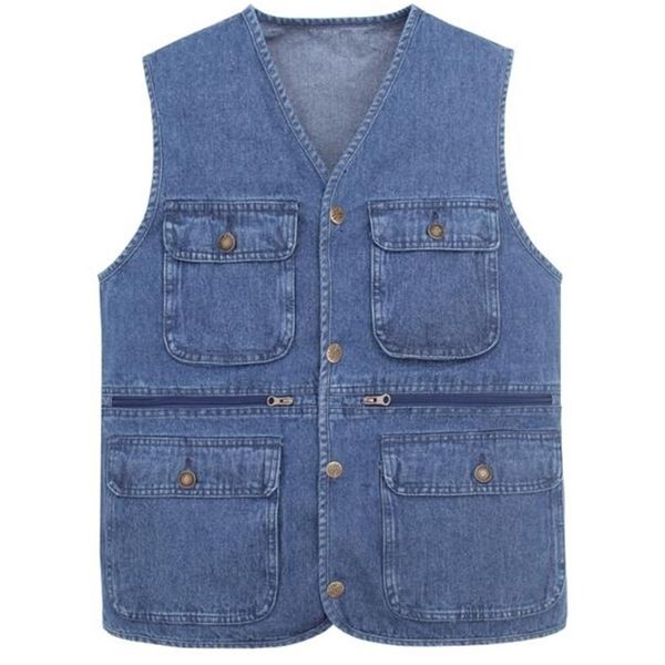 Nuovi modelli di gilet per uomo jeans denim gilet uomo con molte tasche gilet uomo giacca senza maniche SHIERXI T190828