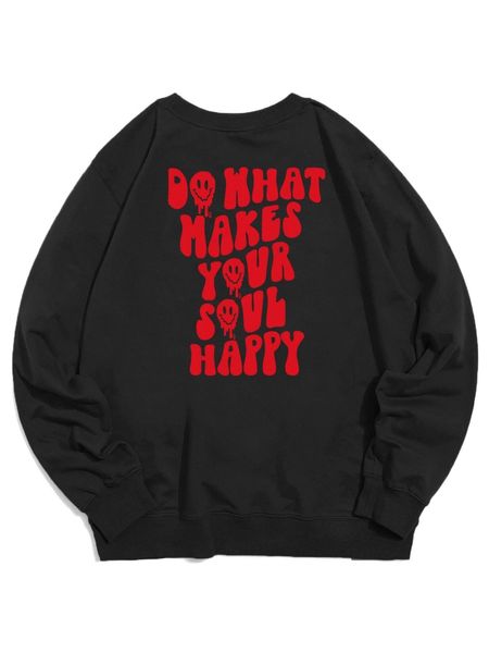 

men cartoon and slogan graphic sweatshirt o3df#, Black