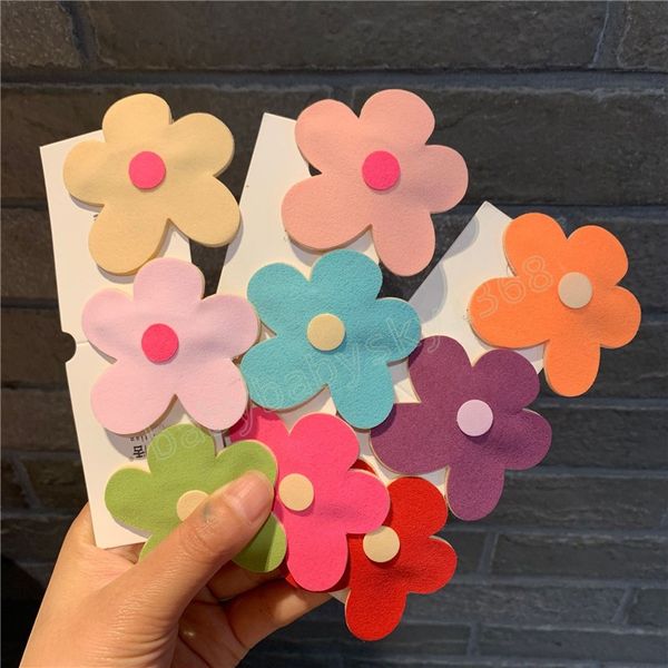 

children's cute beautiful colorful fabric flowers bb clip headwear sweet girl princess fashion hairpins kids hair accessories, Slivery;white