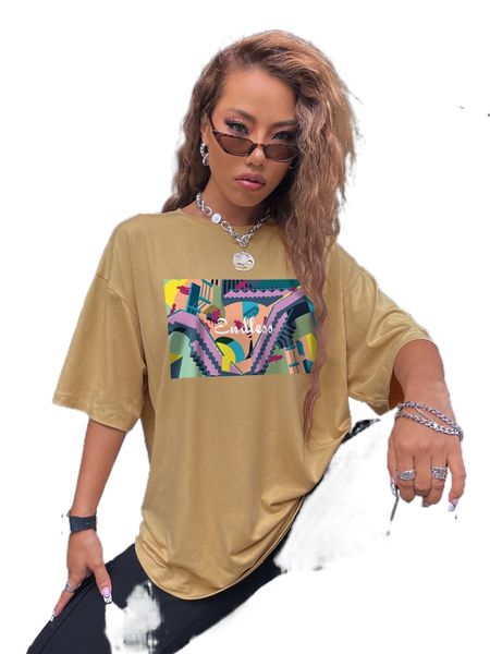 

letter & figure graphic drop shoulder tee n3gk#, White