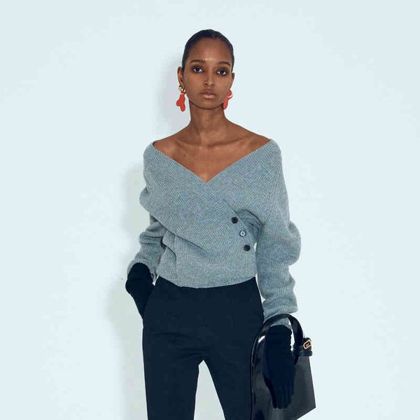 

women's sweaters recto drop shoulder cardigan grey spring asymmetric wrap design wool v-neck knitted pgww, White;black