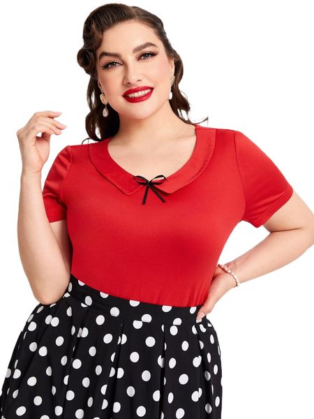 

plus bow front tee e3pq#, Black