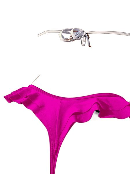 

tiered ruffle hem thong bikini bottom r953#, White;black