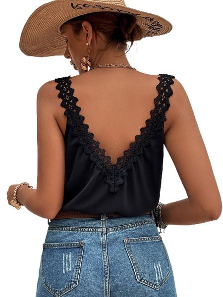 

contrast lace cami d9y1#, White