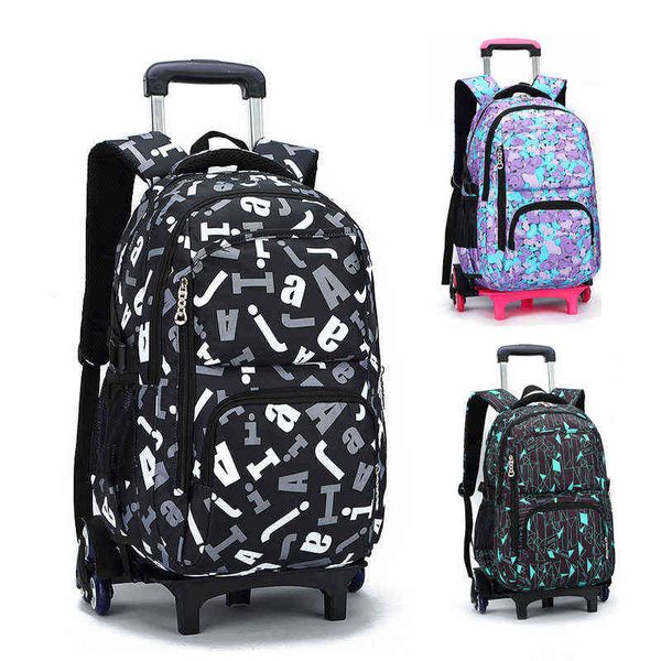 

large capacity trolley school bags children school backpack for teenage girl boy trolley backpack wheeled bag kid travel luggage aa220316
