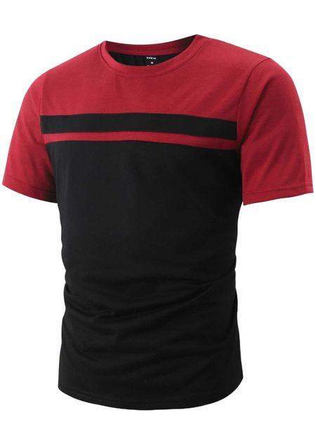 

men color block tee i91z#, White;black