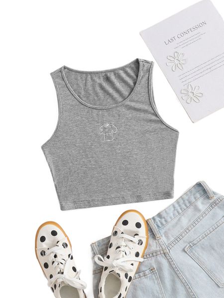 

rhinestone mushroom tank c7p8#, White