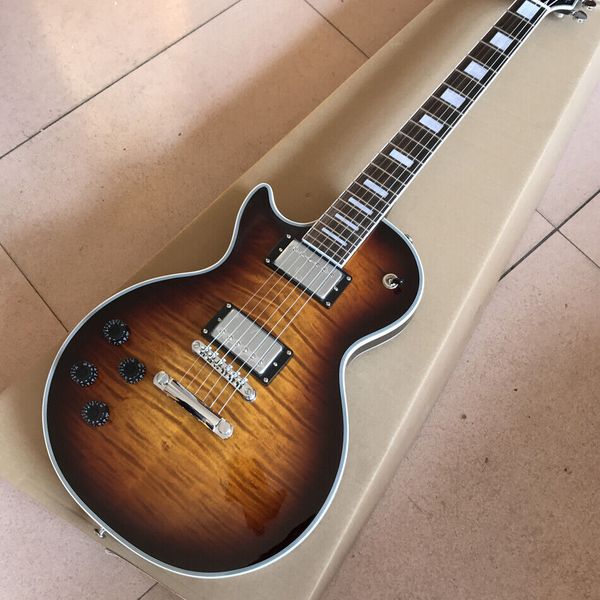 

new left -handed brown 6 string lp custom electric guitar quickly shipped