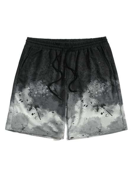 

men tie dye patched pocket track shorts z41h#, White;black