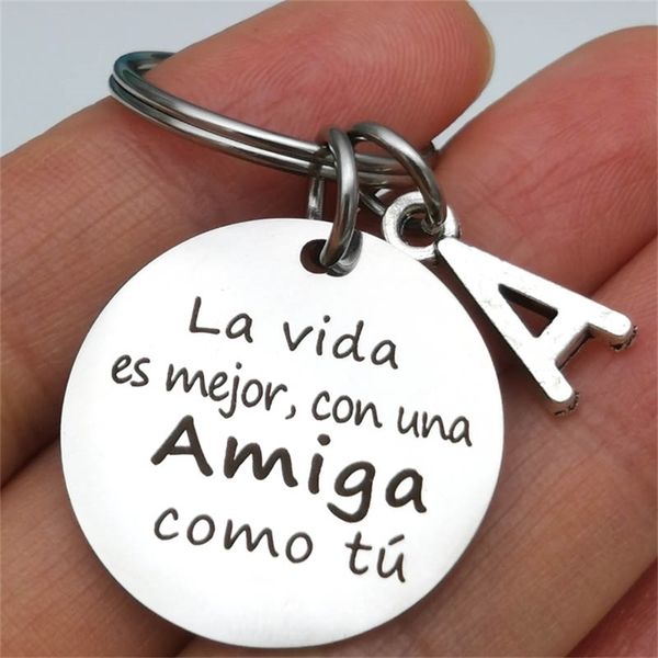 

spanish amiga keychain friend gift friendship keychain birthday gift 220623, Silver