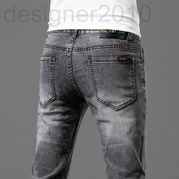 

men's jeans designer 2021 quality boutique men's jeans spring and summer thin slim fit small feet elastic leisure trend double g e, Blue