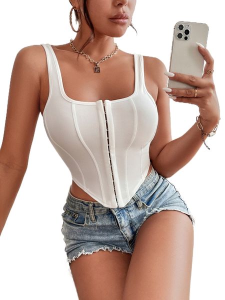 

hook and eye bandana hem crop tank l3lu#, White