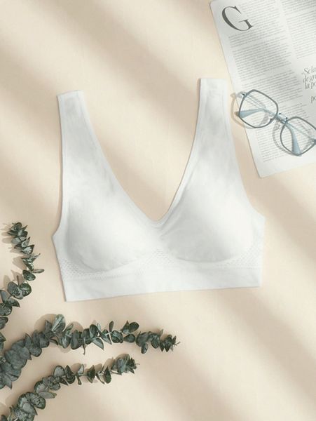 

plus plain hollow out bralette p9mo#, Black;white