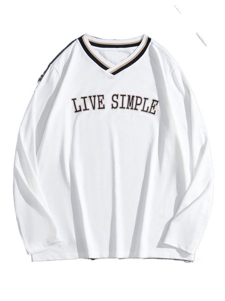 

men letter graphic contrast trim tee n0sx#, White;black