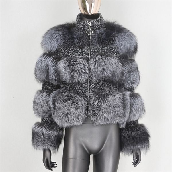 Bluenessfair Winter Jacket Women Women Real Peur Coat Parka Natural Raccoon Pur Weave Tecido