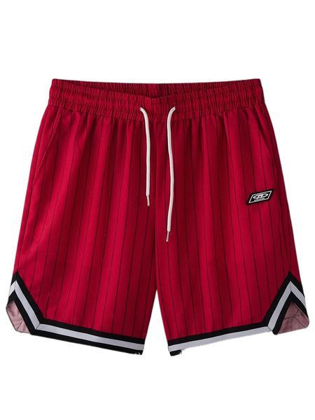

men letter patched detail striped trim drawstring waist shorts z9gw#, White;black